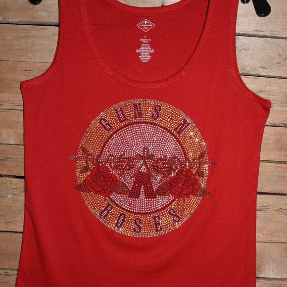 Guns N Roses   red rhinestone  bling sleeveless tank top  XS,S,M,L,XL,XXL,… - Picture 3 of 8